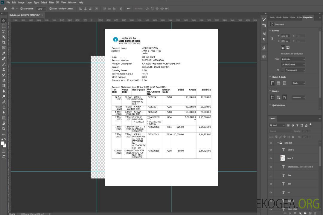 Modèle Word et PDF de relevé bancaire de la India State Bank of Inida scr template Modèle Word et PDF de relevé bancaire de la India State Bank of Inida scr template